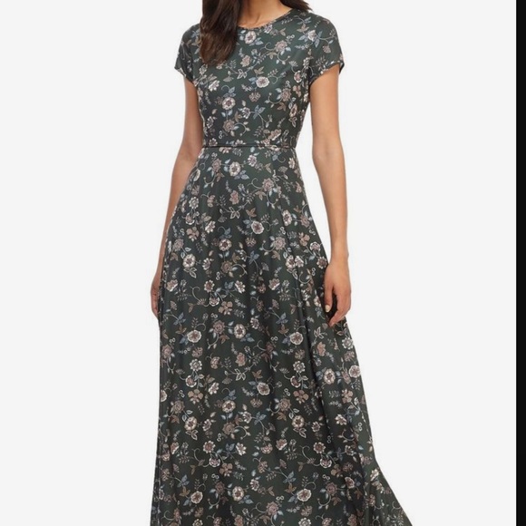 NWT Gal Meets Glam Fan Floral Printed Charmeuse Maxi Dress Autumn Dress size 10 - Picture 7 of 14